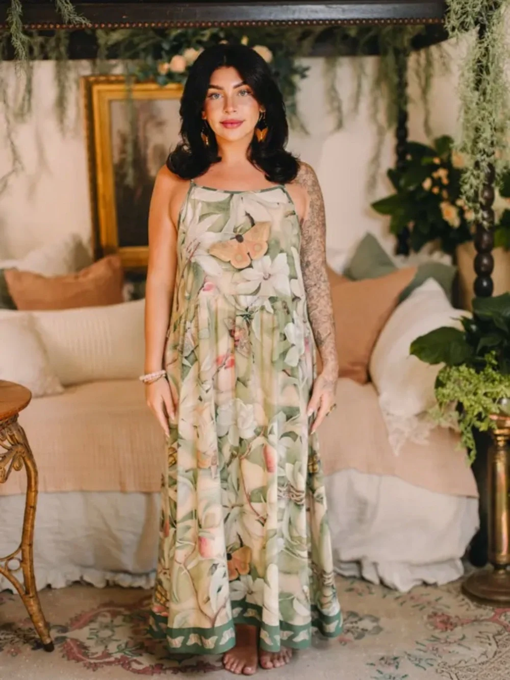 Fleur De Soleil Bohéme Long Maxi Slip Dress w/ Florals by Market of Stars - Picture 14 of 15